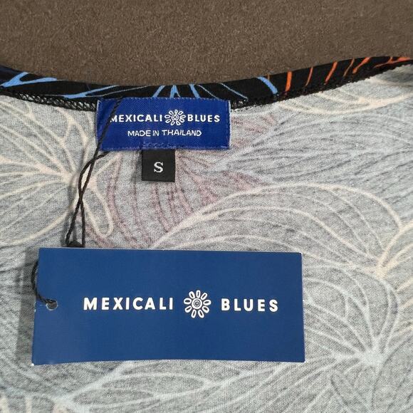 Mexicali Blues Shelby Faux Wrap Dress Black Leaf Print Slight Stretch Size Small - Picture 9 of 12